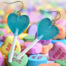 Load image into Gallery viewer, Glittery Heart Lollipop Earrings