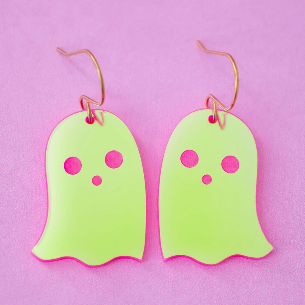 Pink Holographic Ghost Earrings