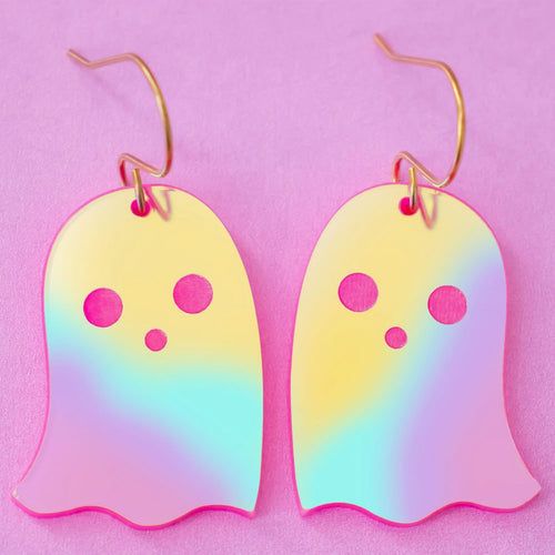 Pink Holographic Ghost Earrings