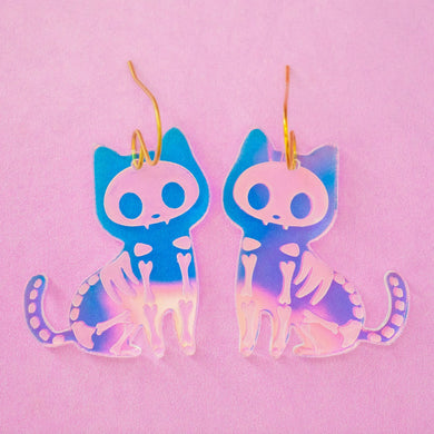 Cat Skeleton Earrings