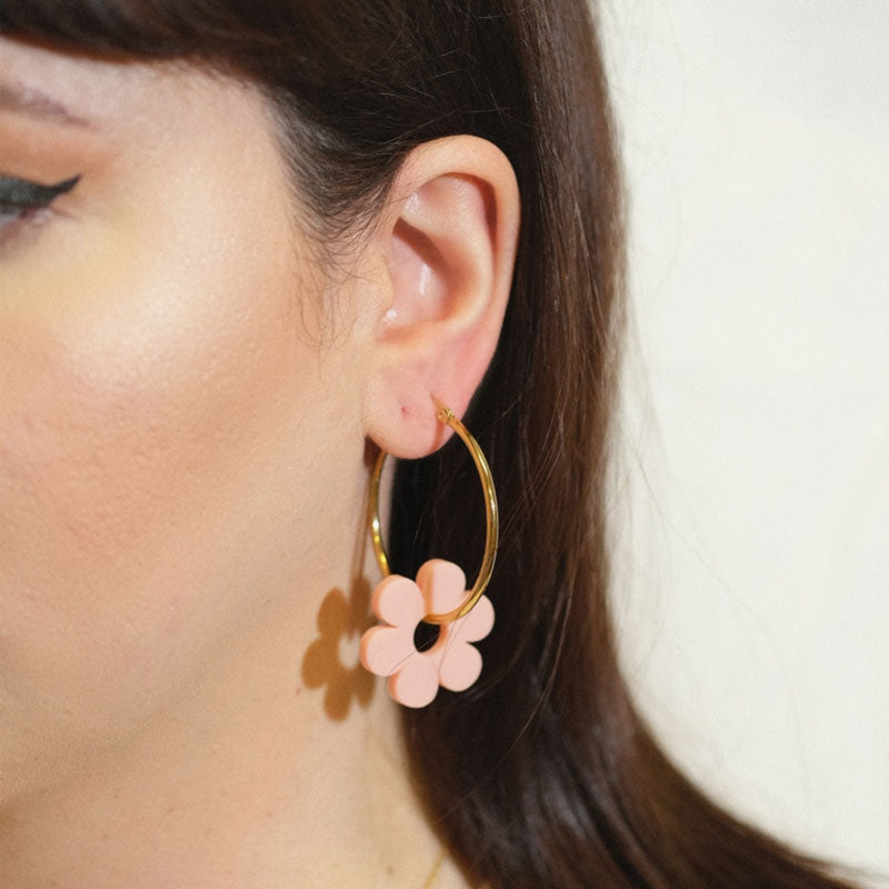 Cute Pink Flower Earrings