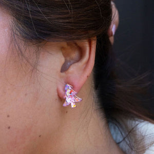 Pink Christmas Tree Studs